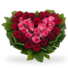 Cuore di rose rosse e rosa